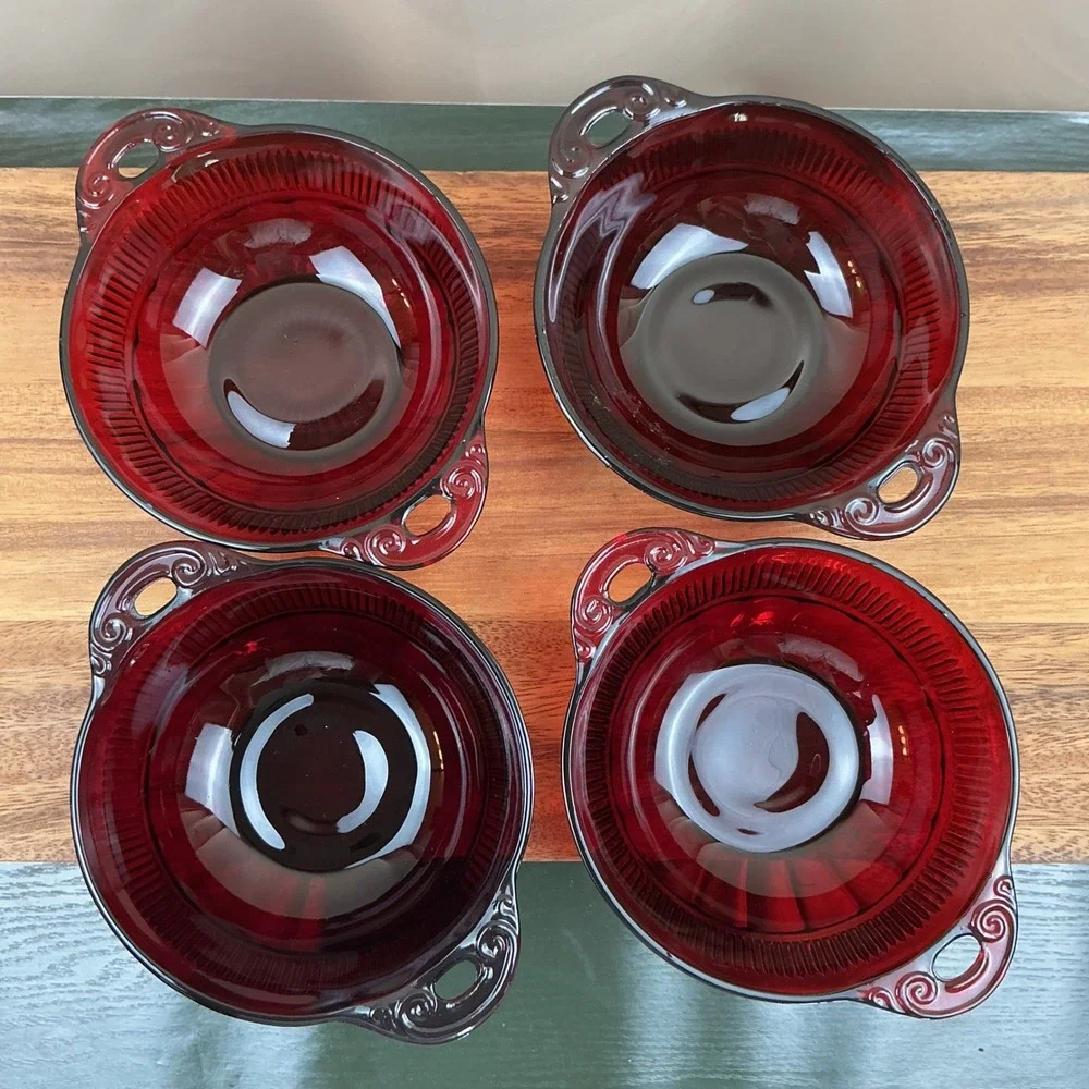 Anchor‎ Hocking Coronation Royal Ruby Berry Dessert Bowls 5.75